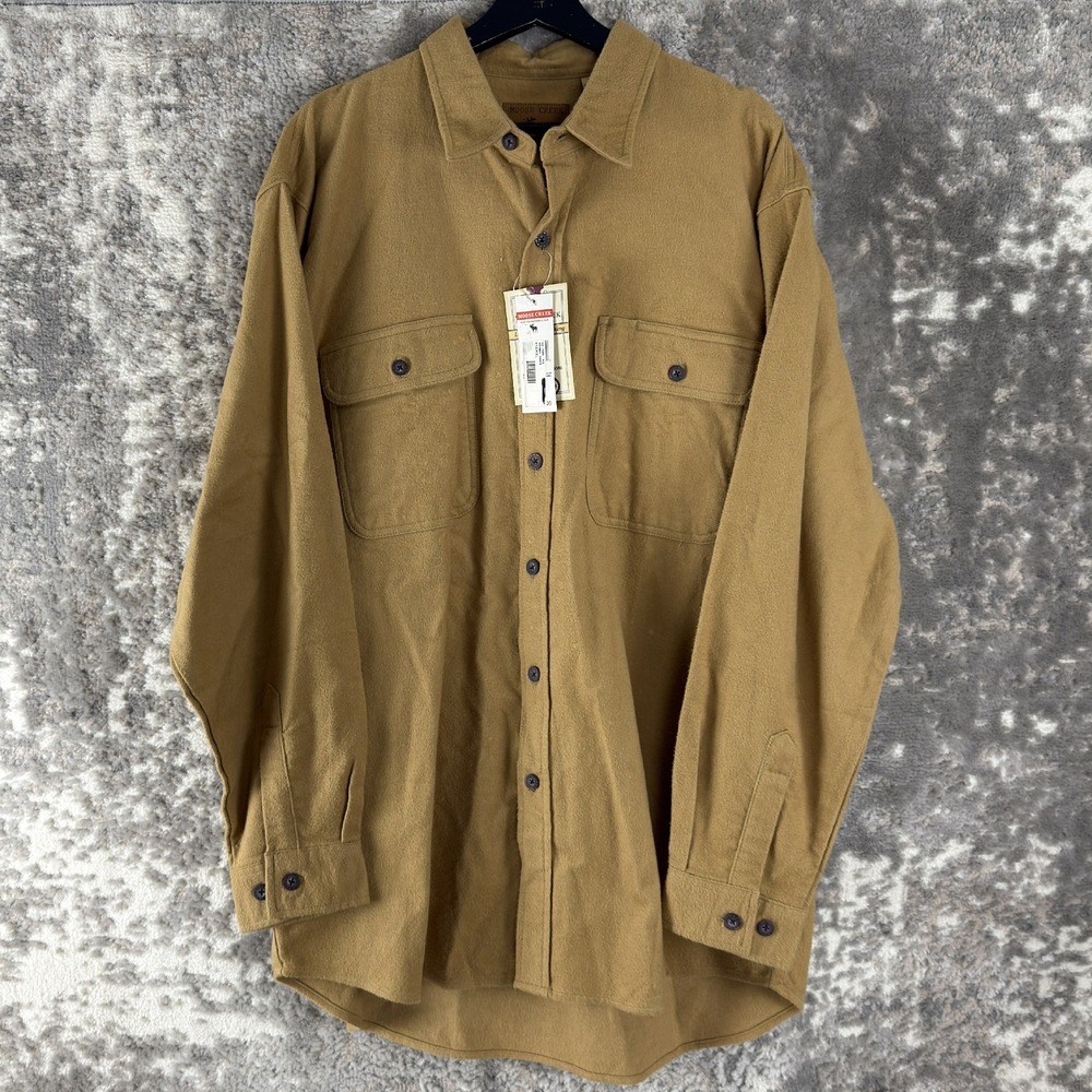 New Moose Creek Size XL Heavyweight Flannel Chamois Work Shirt Camel Long Sleeve